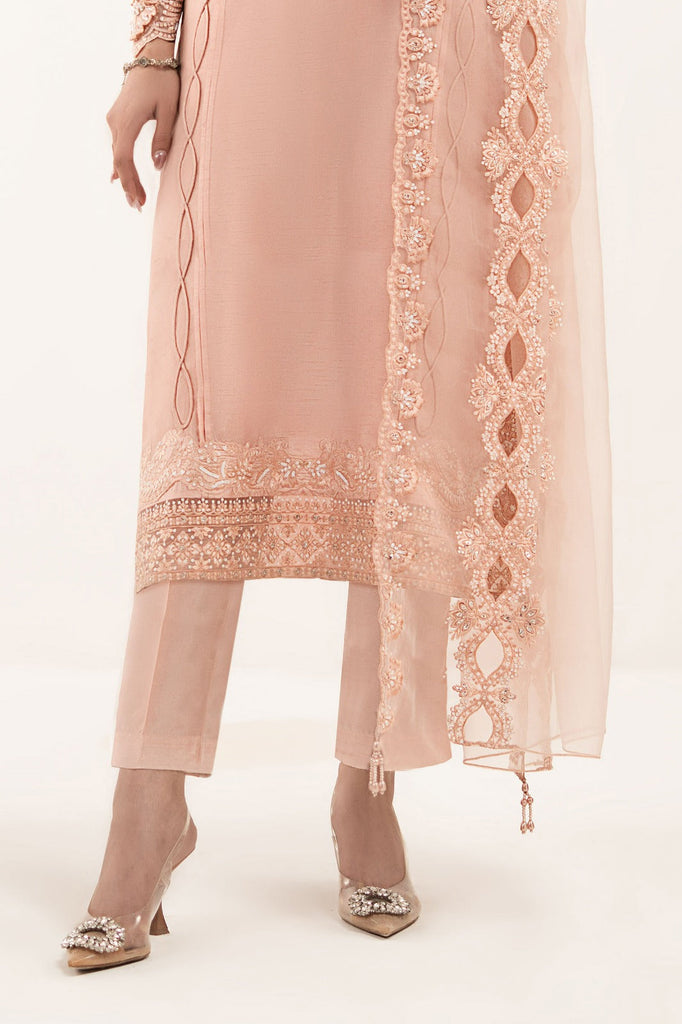 Maria.B 3 Piece Embroidered Raw Silk Suit – Pink