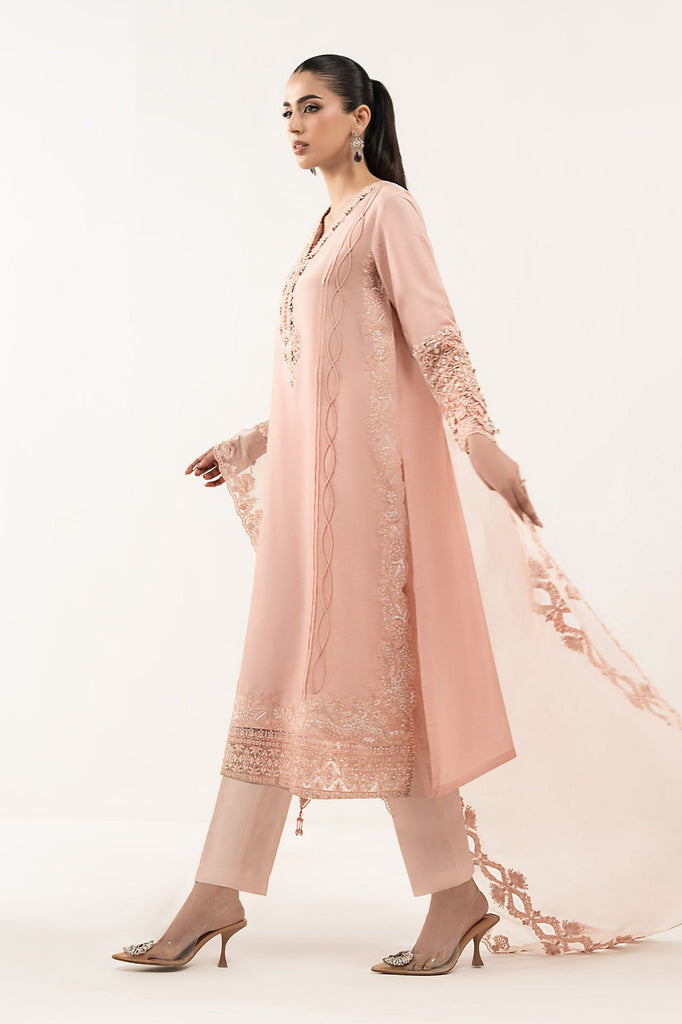 Maria.B 3 Piece Embroidered Raw Silk Suit – Pink