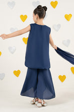 Load image into Gallery viewer, 3 Piece Embroidered Organza Suit for Girls in Blue