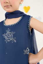 Load image into Gallery viewer, 3 Piece Embroidered Organza Suit for Girls in Blue