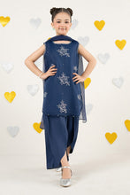 Load image into Gallery viewer, 3 Piece Embroidered Organza Suit for Girls in Blue