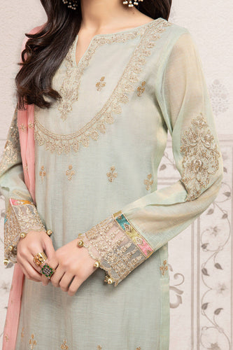 Green Masori 3 Piece Embroidered Suit