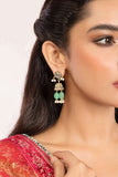 Hanging Jade Glass Jhumkis - Green Earrings