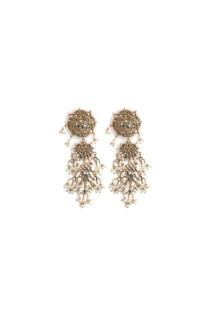 Onyx Cascade - White Earrings