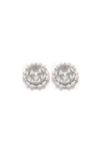 Cultured Pearl Halo Border - White Studs