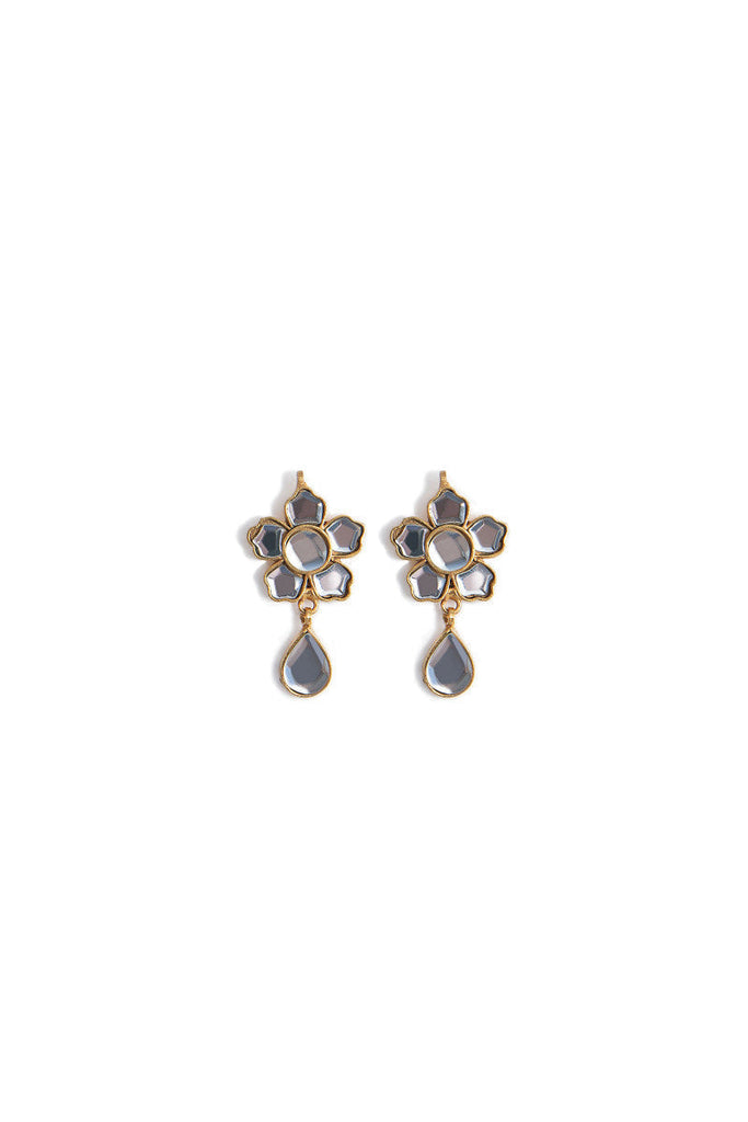 Red Onyx Fusion Cuts - White Earrings
