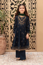 Load image into Gallery viewer, Kids 2 Piece Dobby Lawn Long Frock Suit - Blue
