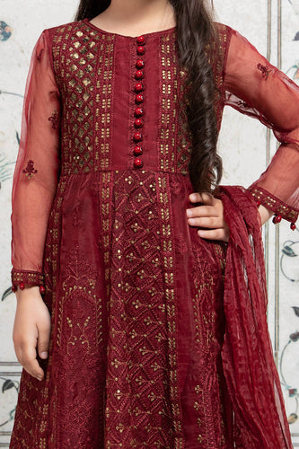 Maroon 3 Piece Embroidered Suit for Kids